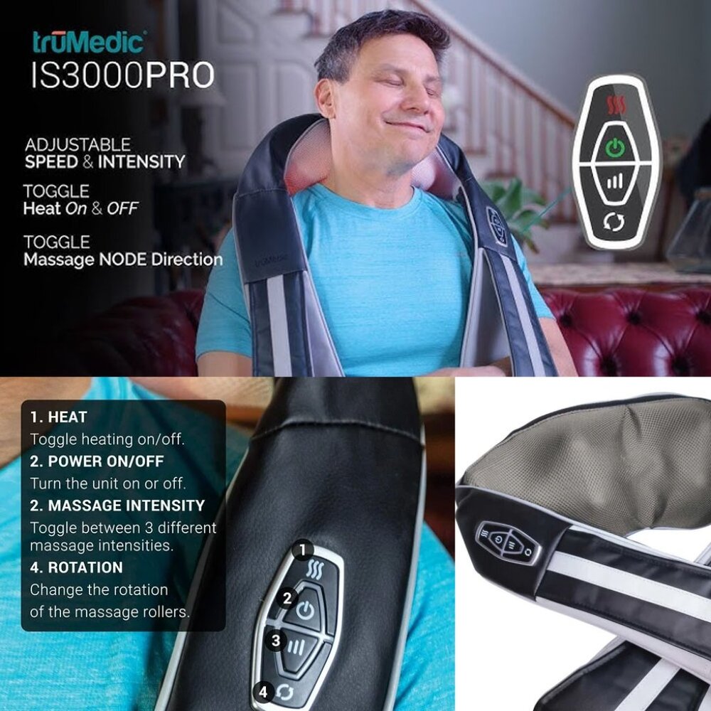 Trumedic LS-3000 PRO InstaShiatsu+ Neck and Back Massager with Heat - No Box